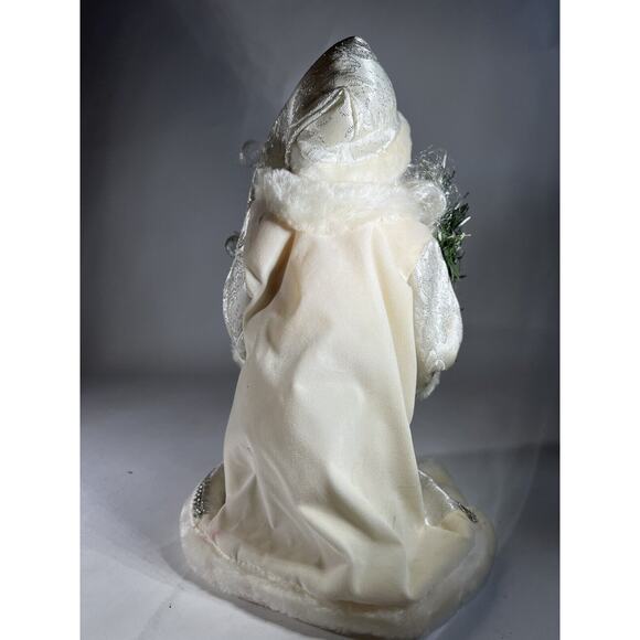 Vintage Father Christmas Tree Topper Santa Porcelain Head Hands Silver Crystal - Picture 6 of 16